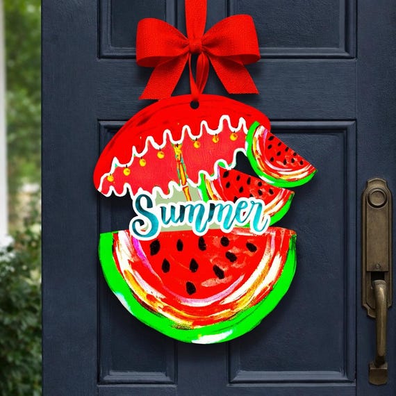 LARGE Summer Door Hanger Watermelon with Umbrella