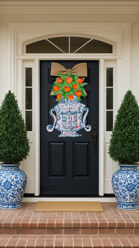 LARGE Designer Les Palms Citron Ginger Jar Door Hanger (does NOT come with bow)