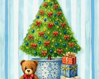 Nota de agradecimiento navideña con monograma para bebé niño (archivo editable para descarga instantánea)