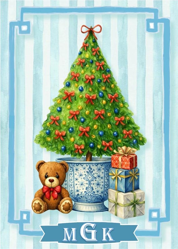 Monogrammed Baby Boy Christmas Thank You Note (Editable File for Instant Download)