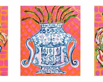 Set of (3) 5x7 Geometric Ginger Jar Fine Art Prints