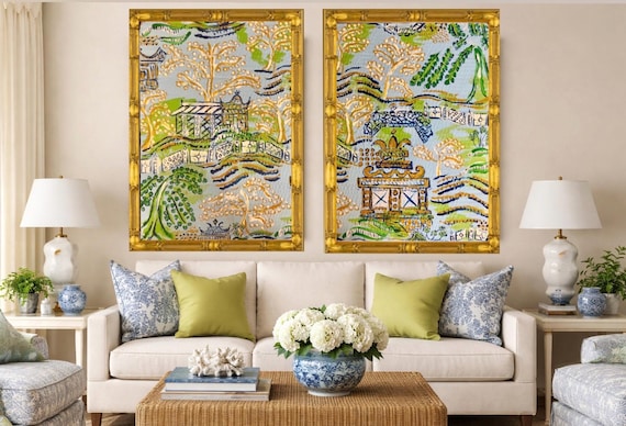 UNFRAMED Pair of Fine Art LARGE 30x36 Chinois Thi Canvas Paper Prints (these come unframed as rolled prints)
