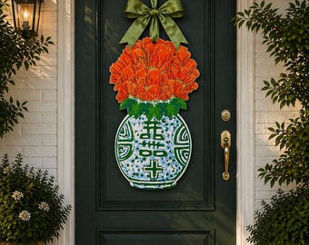 Colgante de puerta grande con diseño floral de gladiolos (no incluye lazo color marfil).