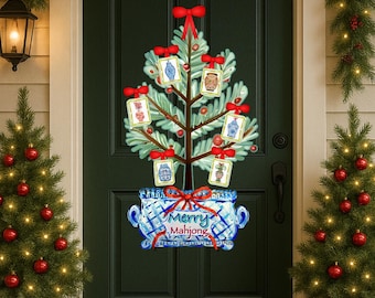 LARGE Merry Mahjong in Ginger Jar Door Hanger