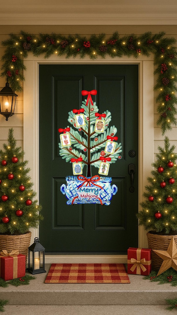 LARGE Merry Mahjong in Ginger Jar Door Hanger