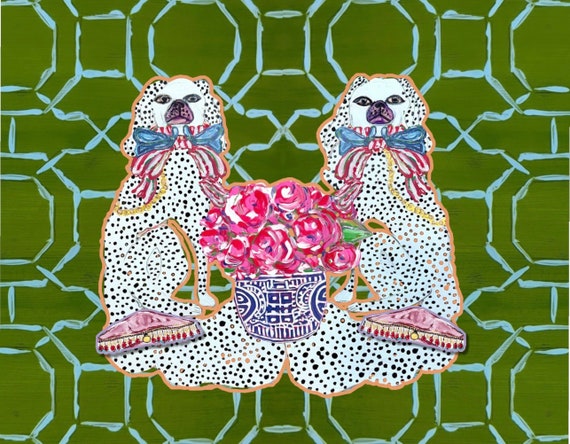 Staffie Dogs Fine Art Canvas Paper Print