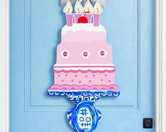 LARGE Birthday Door Hanger Tiered Chic Chinois Birthday Cake (does NOT come with bow)