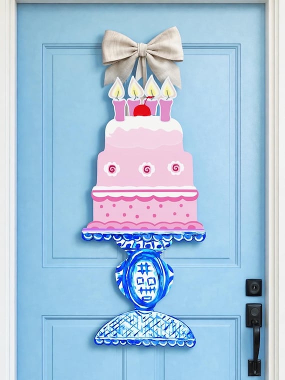 LARGE Birthday Door Hanger Tiered Chic Chinois Birthday Cake (does NOT come with bow)