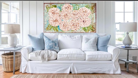 LARGE Rolled Canvas Paper Print of Abstract Stippled Florals