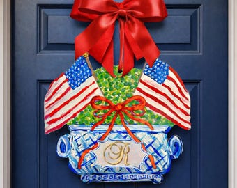 LARGE Door Hanger Americana Topiary (does not come with bow)