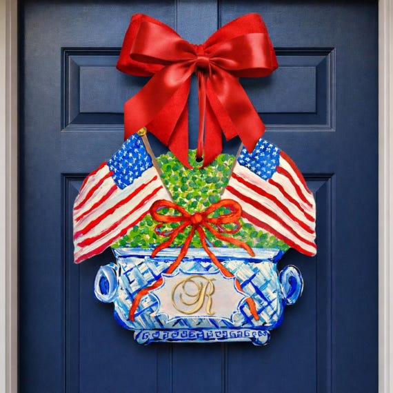 LARGE Door Hanger Americana Topiary (does not come with bow)