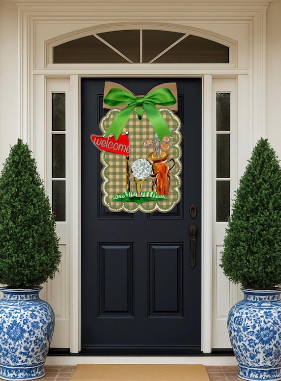 LARGE Designer Welcome Golf Door Hanger (does NOT come with bow)
