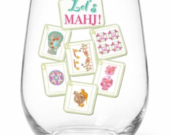 Juego de cuatro copas de vino sin tallo Let’s MAHJ!