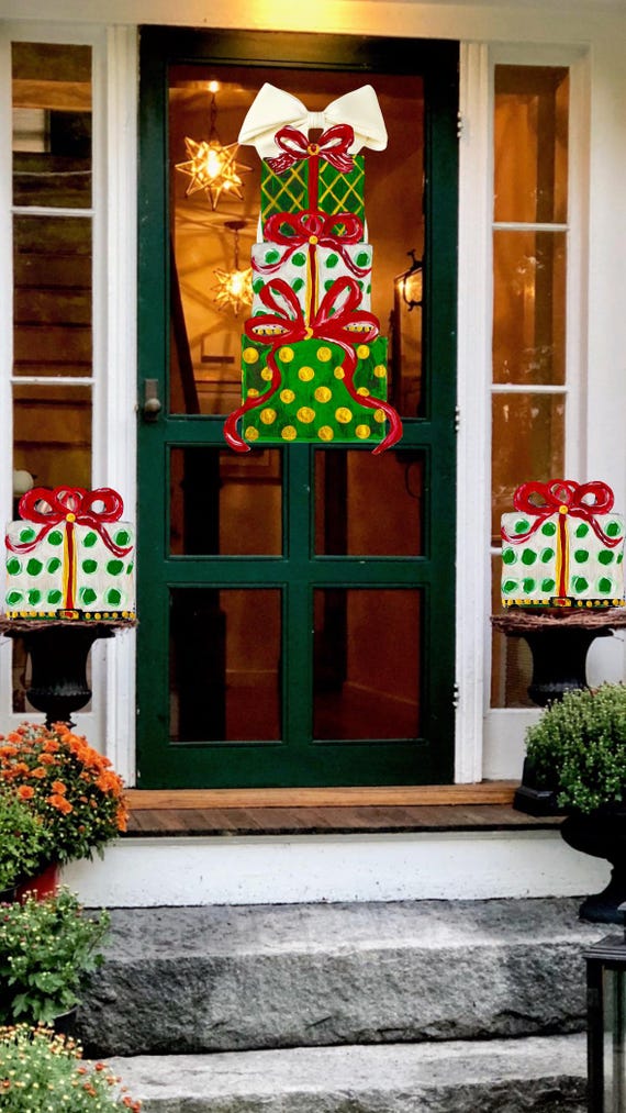 LARGE Merry Merry Door Hanger Tiered Presents for Christmas