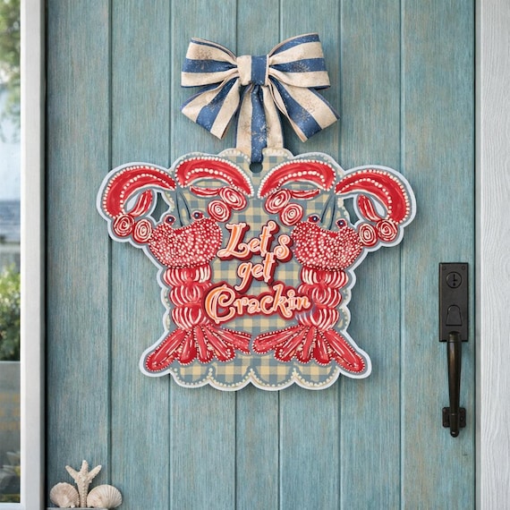 Large Lobster Door Hanger Let’s Get Crackin (does NOT come with bow)