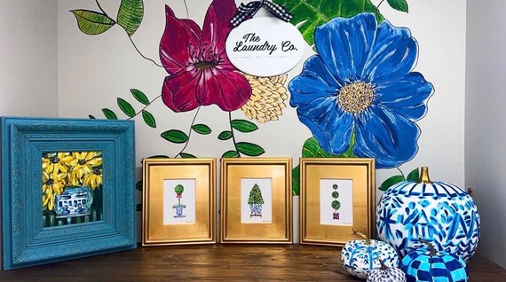 Set of Three Framed Topiary Prints