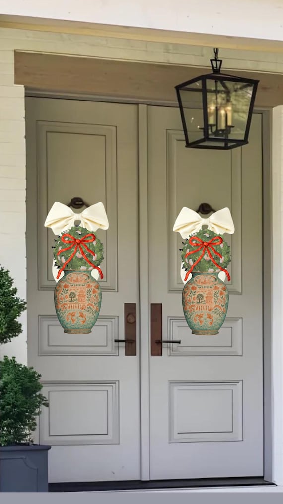 Posh Porch Potiche Pair Door Hangers (does not come with ivory colored bow)