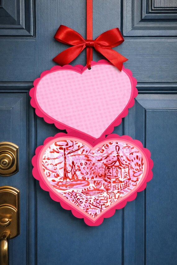 LARGE Chinoiserie Tiered Hearts Door Hanger (comes with door hanger only; no bow)
