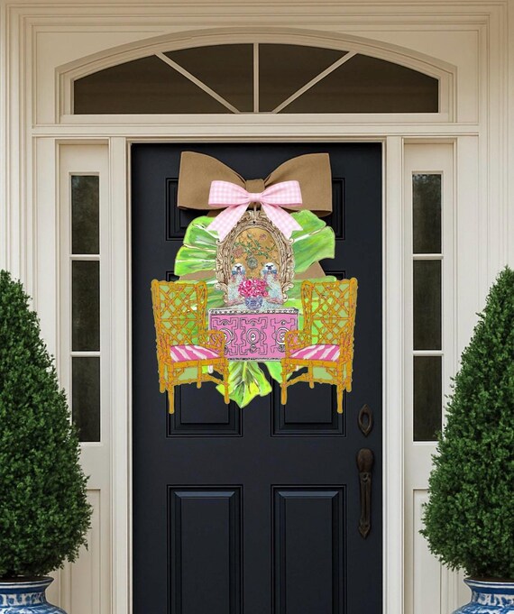 LARGE Designer Chinois Staffies Door Hanger (does not come with bow)