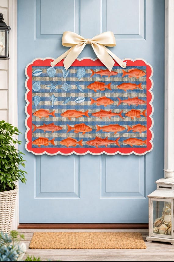 LARGE Door Hanger Patriotic Fisherman’s Flag (does not come with bow)