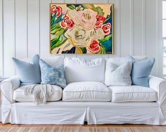 LARGE Rolled Canvas Paper Print of Gramercy Park Abstract Florals