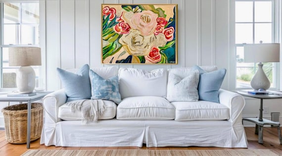 LARGE Rolled Canvas Paper Print of Gramercy Park Abstract Florals