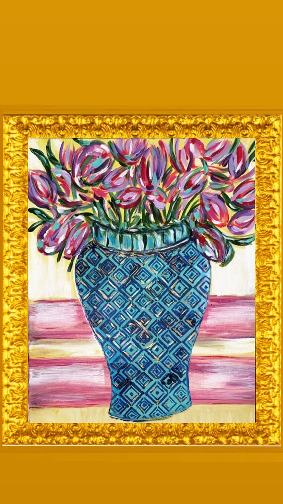 Tulips Art Print: Baroque Gold Frame, Gilded Floral Still Life