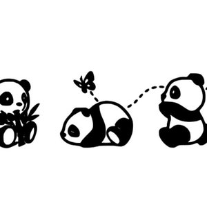 Panda Trio Die Cut Vinyl Decal