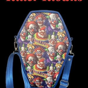 Royal Blue Killer Klowns from Outer Space Custom Made Vinyl Bag ~ Coffin Crossbody Bag