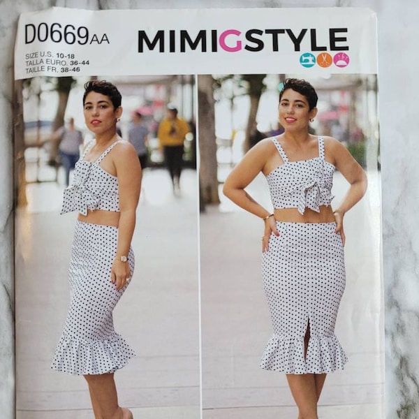Simplicity Pattern D0669, MimiGStyle, Sizes AA 10-18, BB 20w-28w Top and Skirt,