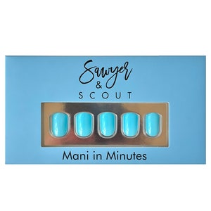 24 pcs A Dream Come Blue Press on Nails | Short Square Press On Nails | Short Nail| Nail Press On Short| Glue On Nails| Fake Nail