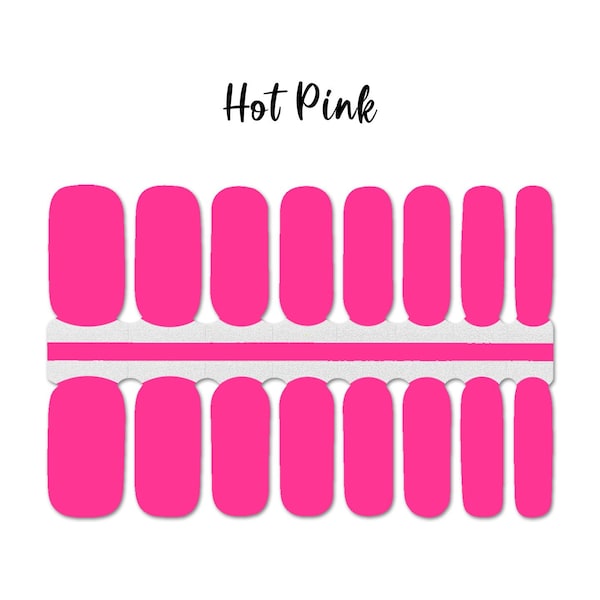 Hot Pink Nail Wraps 100% Nail Polish Stickers Nail Strips