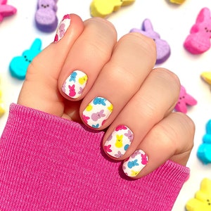 Marshmallow Bunnies Nail Wraps 100% Nail Polish Stickers Nail Strips