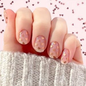 Heart Of Rose Gold Nail Wraps 100% Nail Polish Stickers Nail Strips