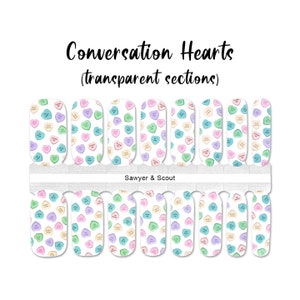 Conversation Hearts Nail Wraps 100% Nail Polish Stickers Nail Strips image 2