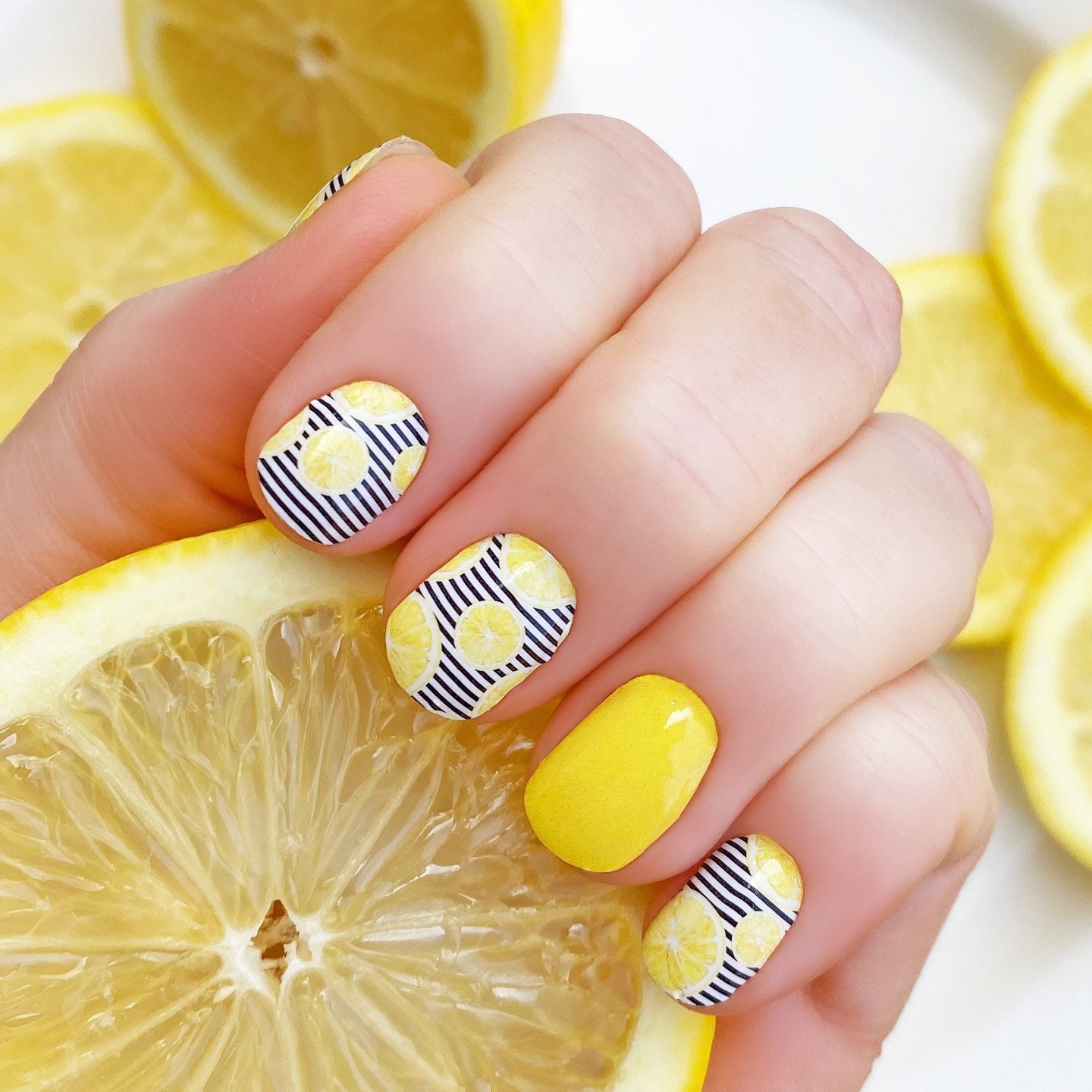 Lemon Drop Nail Wraps 100% Nail Polish Stickers Nail Strips