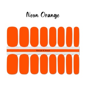 Neon Orange Nail Wraps 100% Nail Polish Stickers Nail Strips