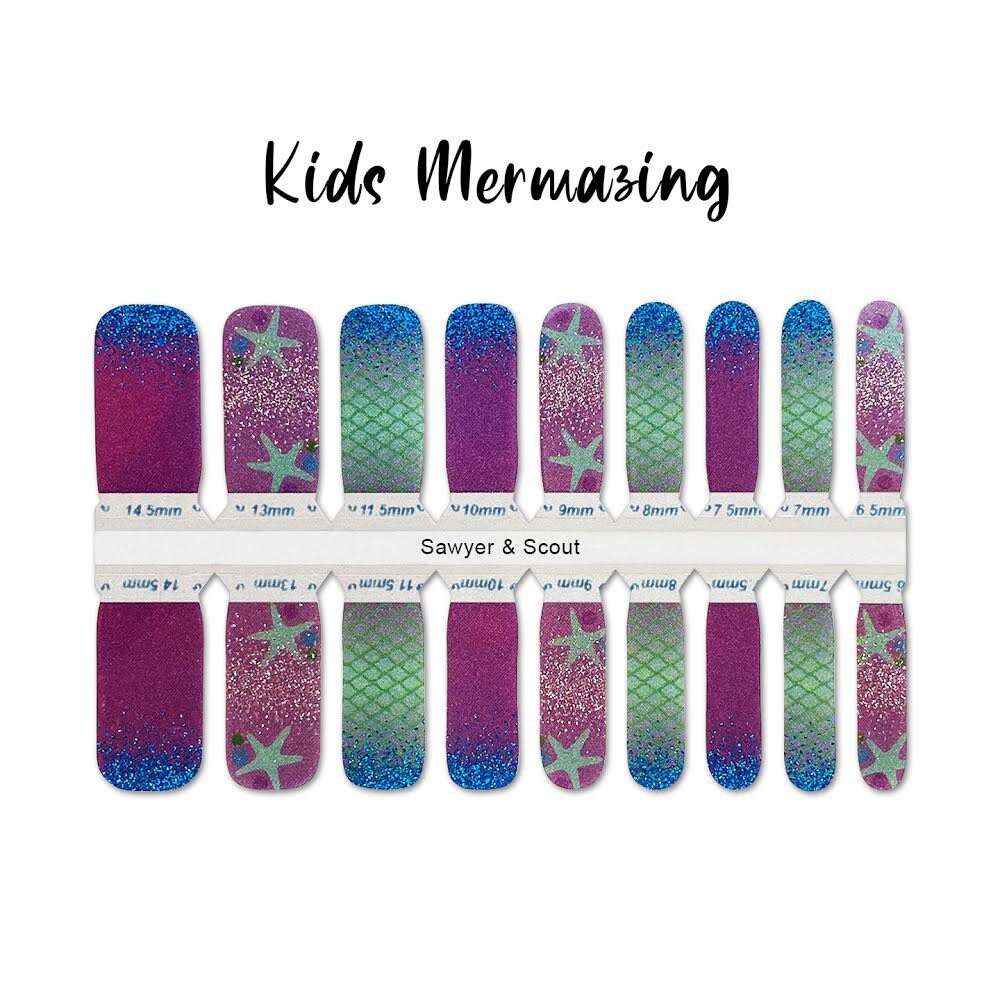 kids Mermazing Nail Wraps 100% Nail Polish Stickers Nail Strips