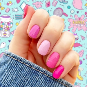 Bubblegum Bliss Nail Wraps 100% Nail Polish Stickers Nail Strips