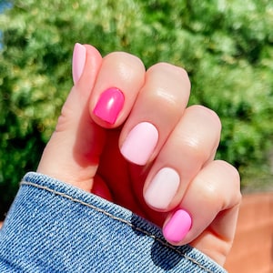 24 pcs On Wednesdays We Wear Pink Press On Nails | Short Square Press On Nails| Short Nail| Nail Press On Short| Glue On Nails| Fake Nail
