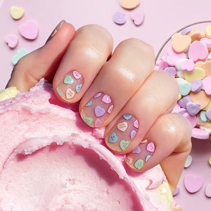 Conversation Hearts Nail Wraps 100% Autocollants de vernis à ongles Bandes d’ongles