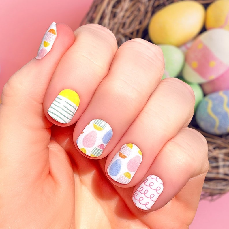 Eggcellent Nail Wraps 100% Nail Polish Stickers Nail Strips image 1