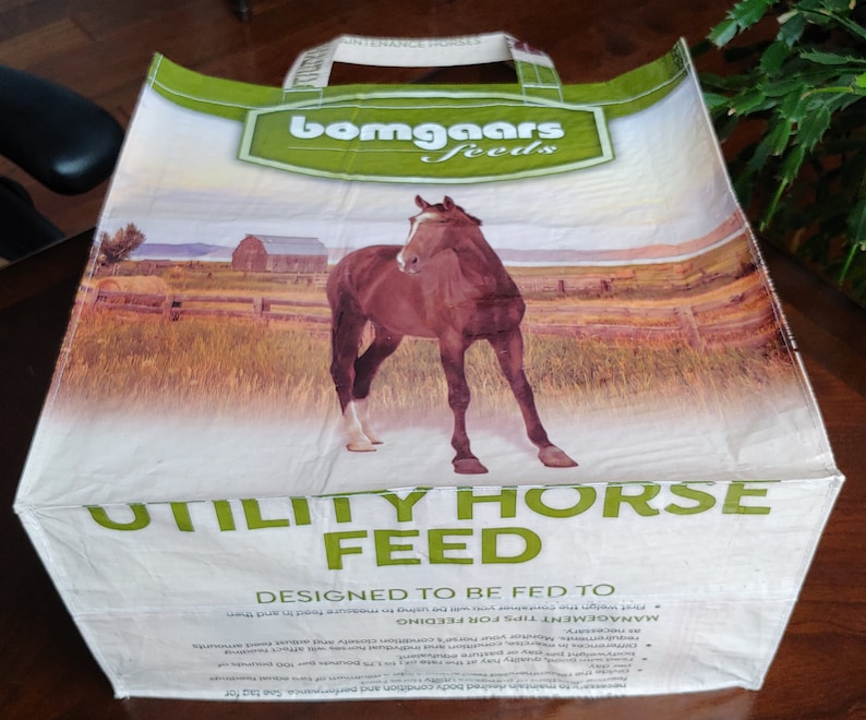 Upcycled Horse Feed Bag Tote Grocery Tote Reusable Shopping Etsy