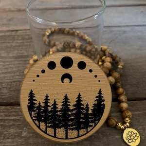 Celestial Nights engraved design on Bamboo Top Jar Silicone Seal Great Gift and Custom Available