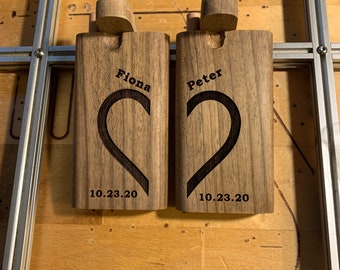 His and Hers Heart Designed Large 4-inch Wood Dugout - Comes with Choice of Spring Loaded Bats // Custom Orders Available
