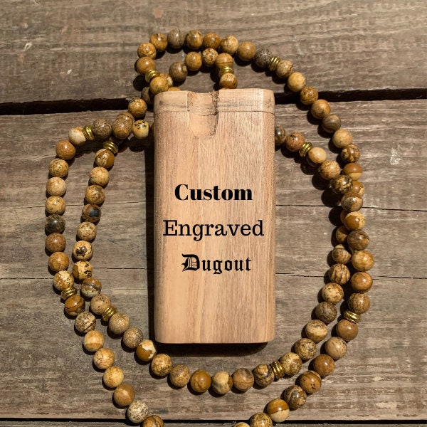 Custom Design a One of a Kind Engraved Large 4-inch Wood Dugout One Hitter  - Choice of Spring Loaded Pipe Great Groomsman Gift!