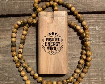 Positive Energy Witch Predesigned Engraved 4-inch Wood Dugout Comes with Choice of Bat - Custom Orders Available