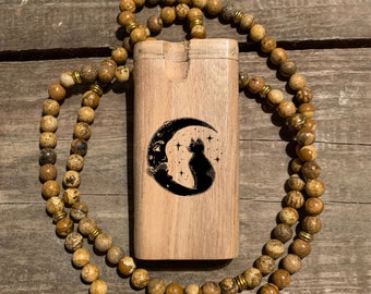 Moon Kitten Predesigned Engraved 4-inch Wood Dugout Comes with Choice of Bat - Custom Orders Available