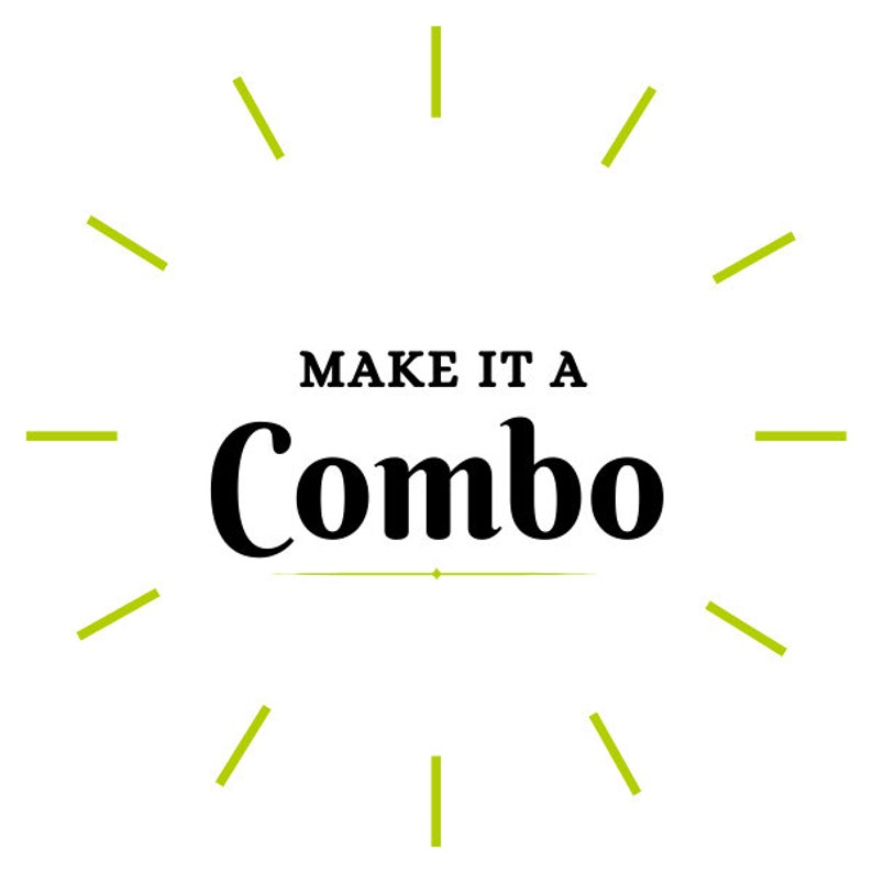 Puede incluir: Un dise&ntilde;o gr&aacute;fico con el texto "MAKE IT A COMBO" en negrita negra. El texto est&aacute; rodeado por un c&iacute;rculo de l&iacute;neas amarillas.