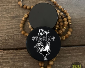 Custom Engraved Herb Grinder with Stop Staring Design on 5 Part Black Aluminum  Magnetic Top Pollen Screen Great Gift